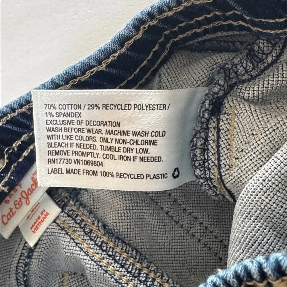 Cat & Jack Baby Girls Blue Jeans with Gray Cuffs Size 6-9 Months